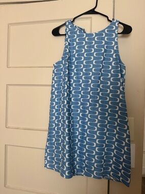 Reformation Jessi Linen Blue and White Dress